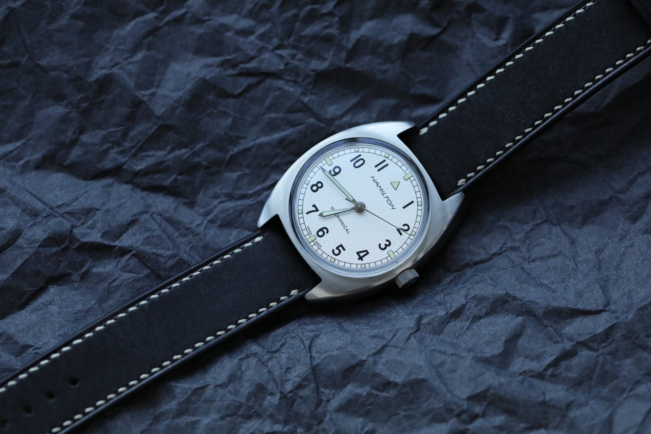 Hamilton Watch strap : Pueblo Leather : Black : Full