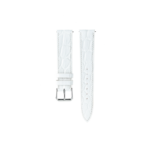 Hermes Watch Strap : Crocodile leather : White : Flat