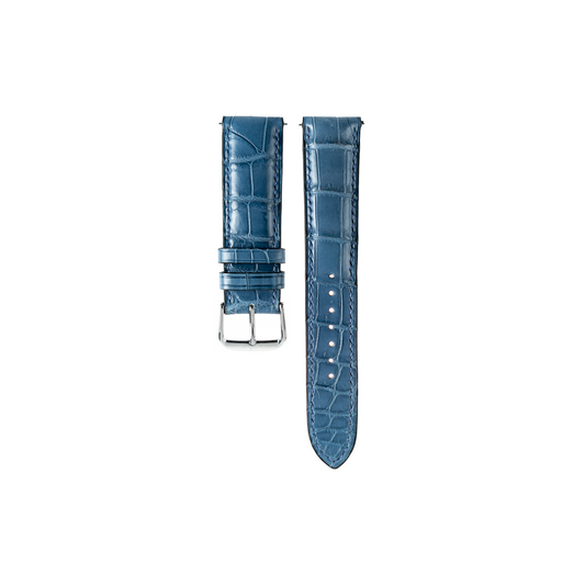 Hermes Watch Strap : Crocodile leather : Sky Blue : Round Padded