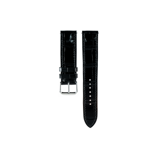 Cartier Tank Solo Strap : Crocodile leather : Glossy Black : Flat