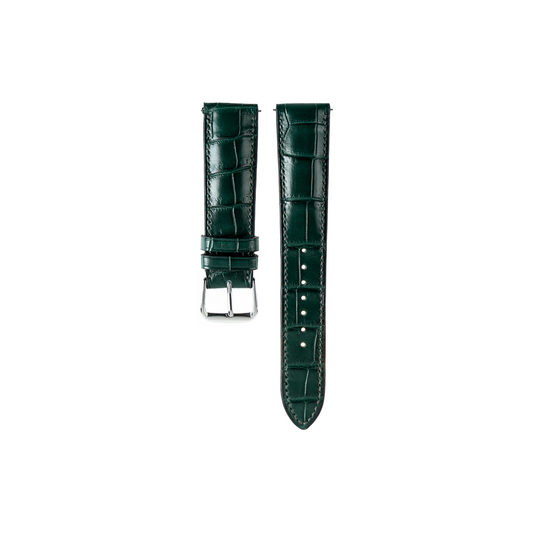 Hermes Watch Strap : Crocodile leather : Deep green : Round Padded