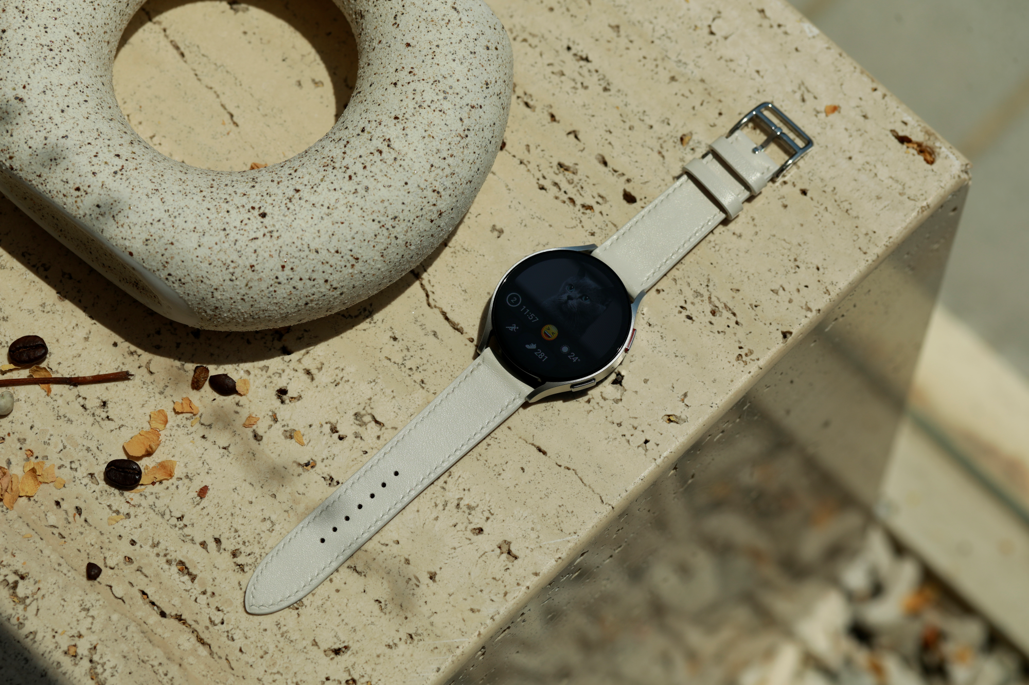 Galaxy Watch Strap : Swift Leather : Milk white : Single