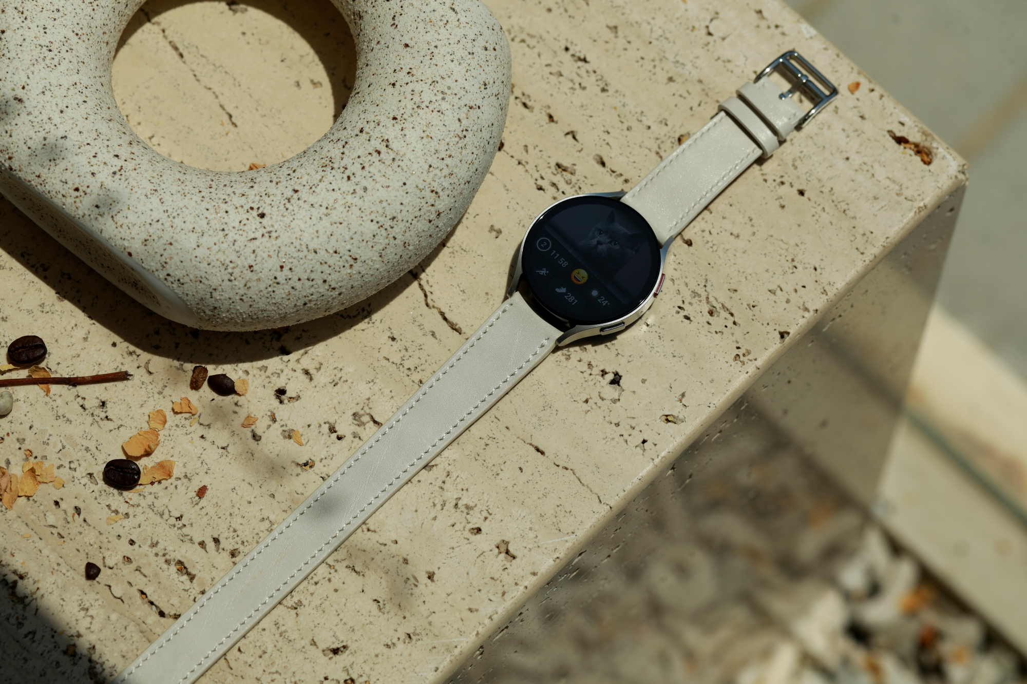 Galaxy Watch Strap : Swift Leather : Milk white : Double