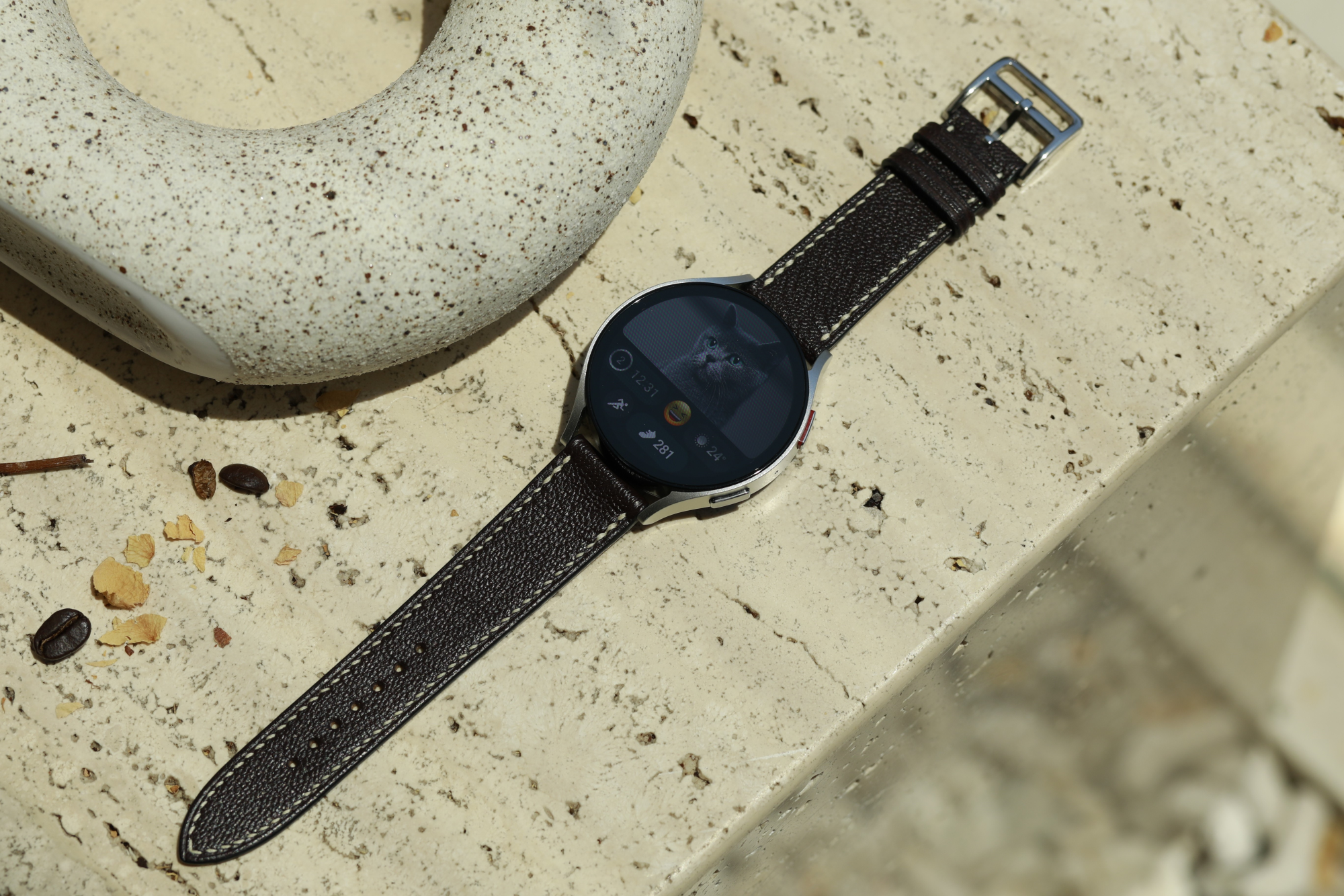 Galaxy Watch Strap : Goat Leather : Dark brown : Single