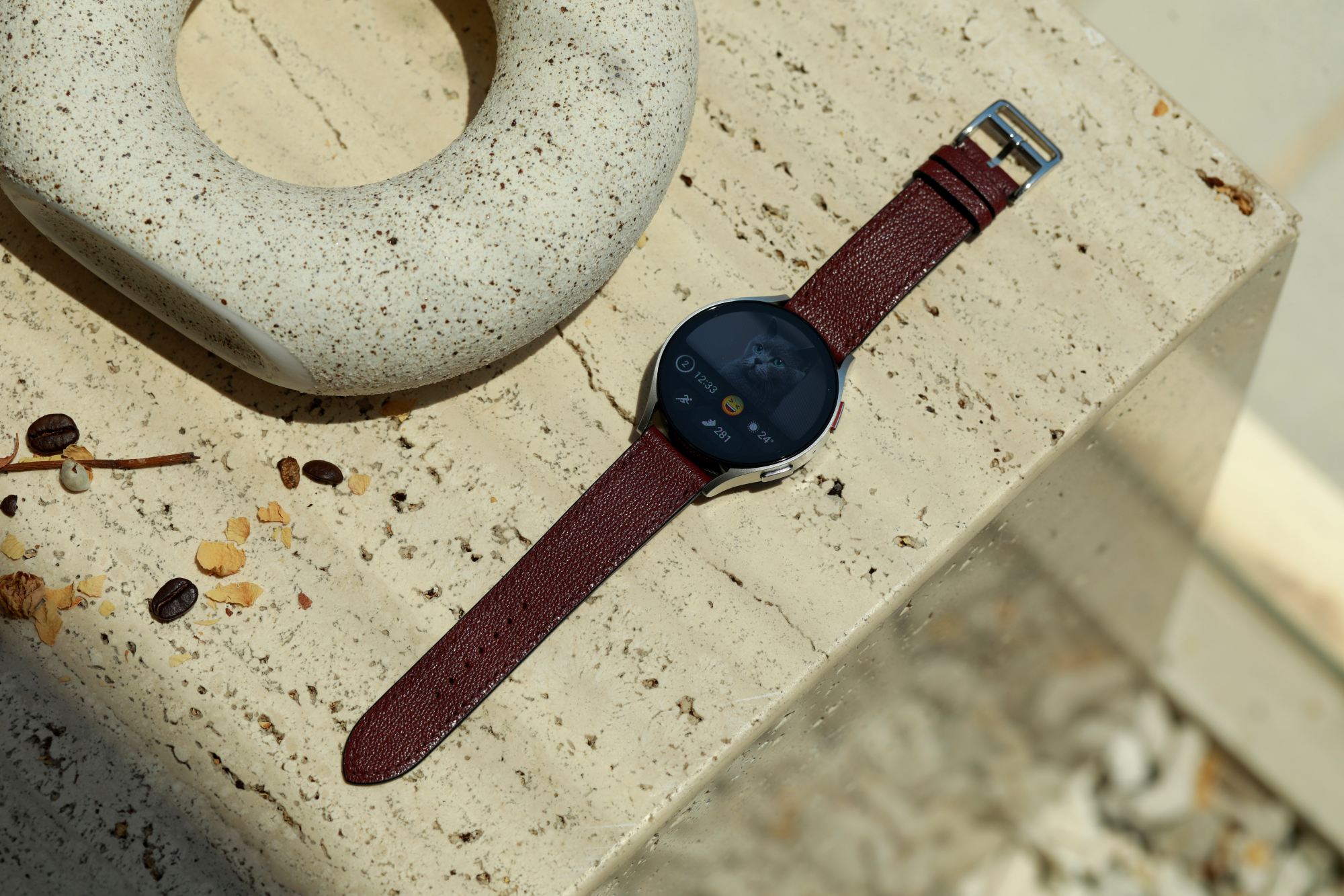 Galaxy Watch Strap : Goat Leather : Wine : Single