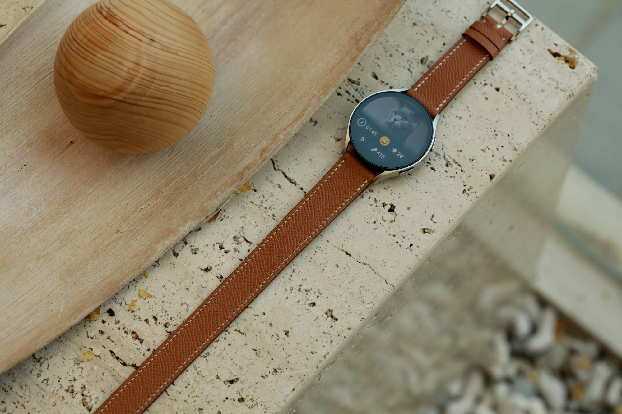 Galaxy Watch Strap : Epsom Leather : Gold brown : Double