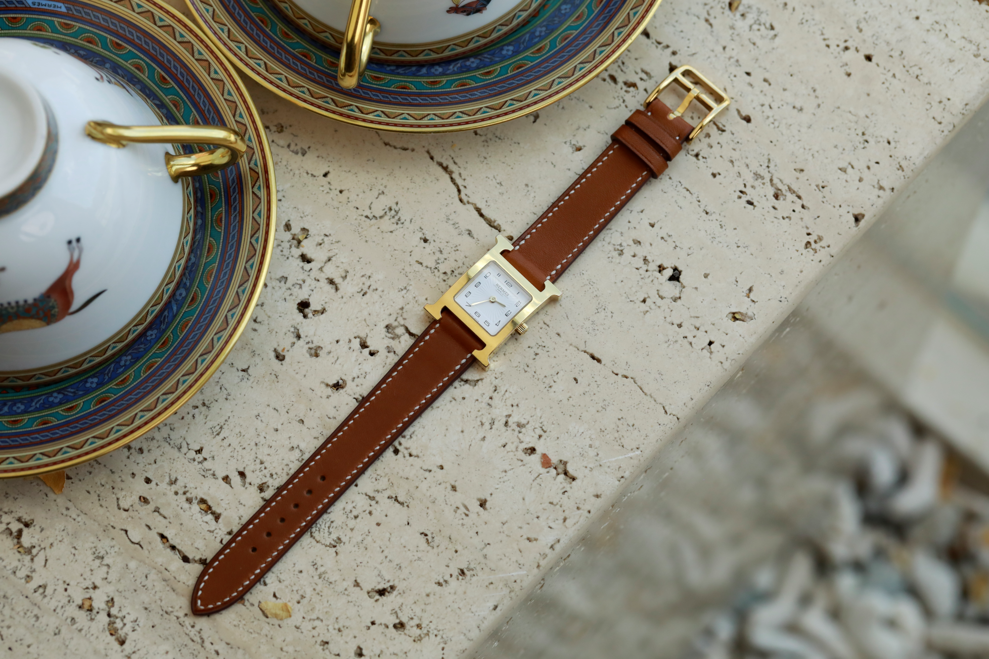 Hermes Watch Strap : Barenia Leather : Gold brown