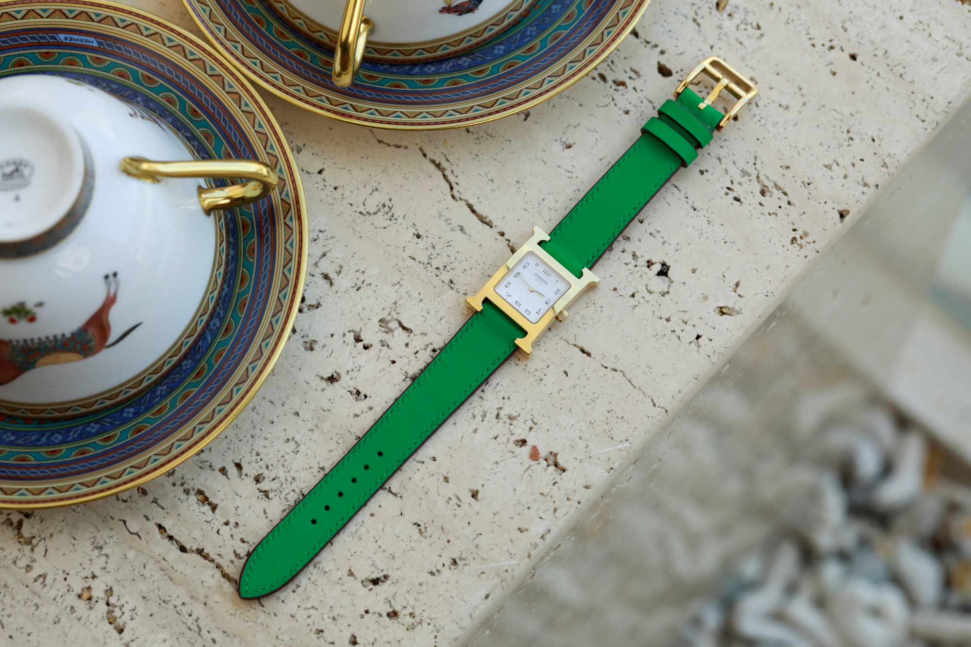 Hermes Watch Strap : Swift Leather : Bamboo green