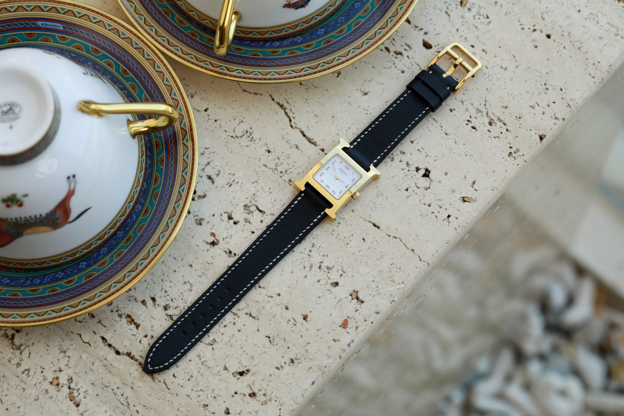 Hermes Watch Strap : Swift Leather : Black