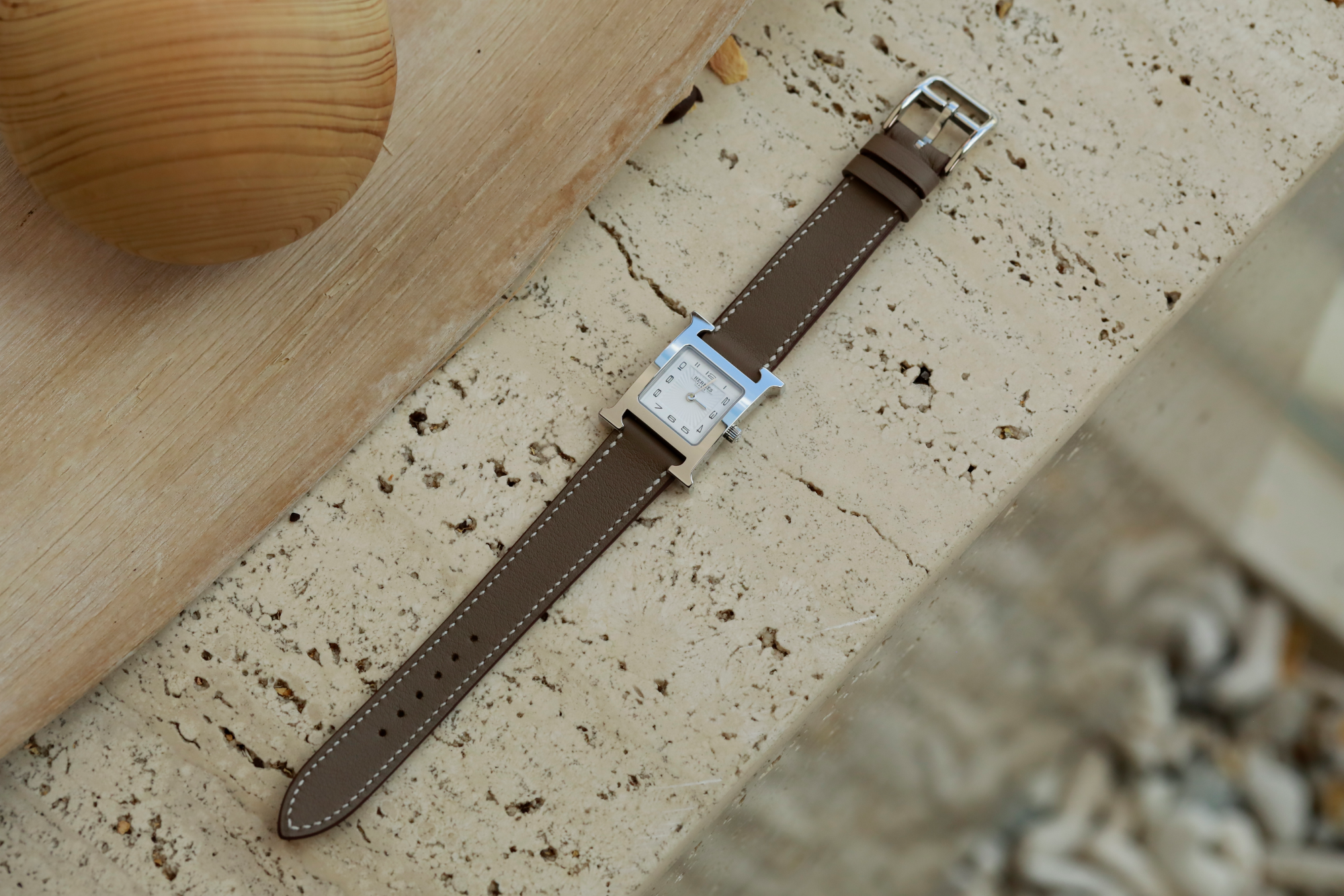 Hermes Watch Strap : Swift Leather : Etoupe