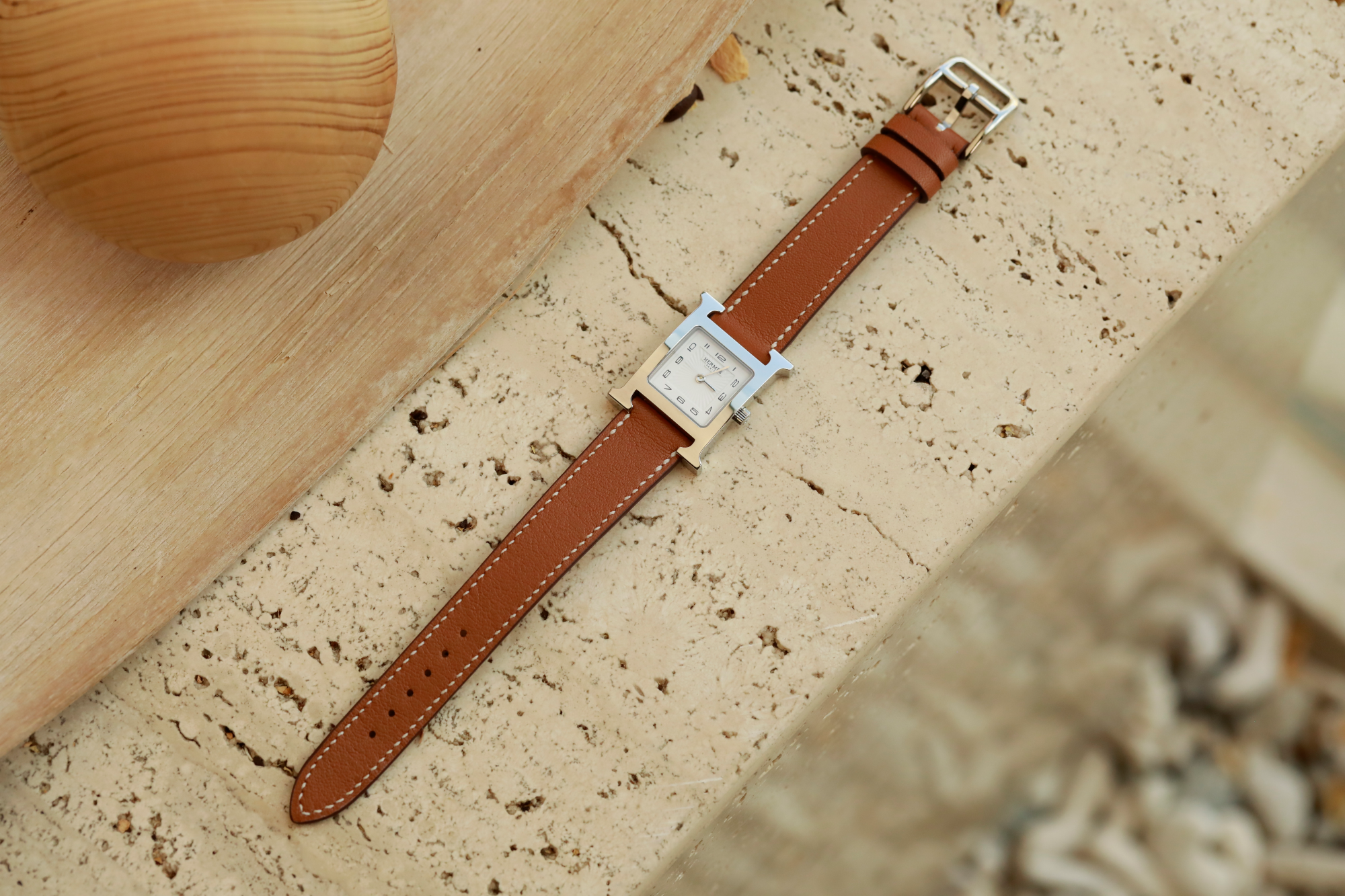 Hermes Watch Strap : Swift Leather : Gold