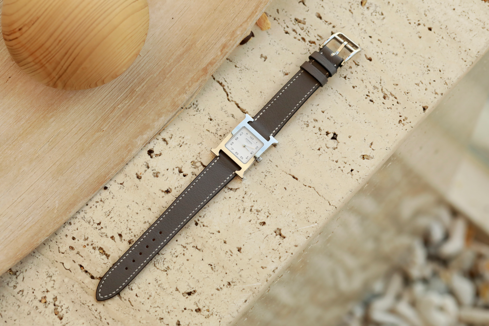 Hermes Watch Strap : Swift Leather : Gray