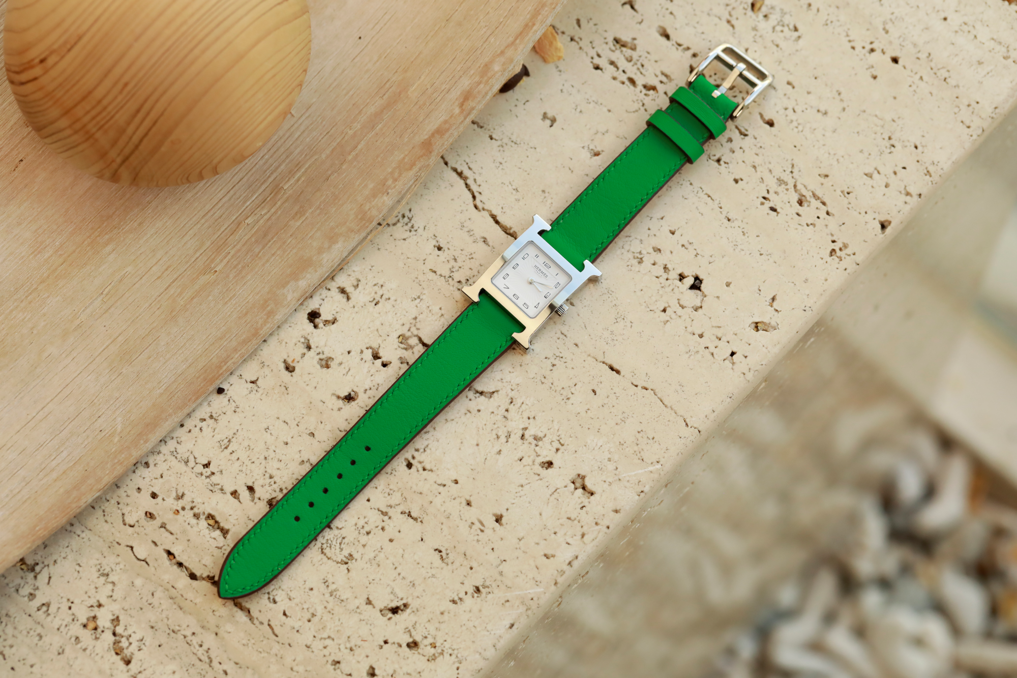 Hermes Watch Strap : Swift Leather : Bamboo green