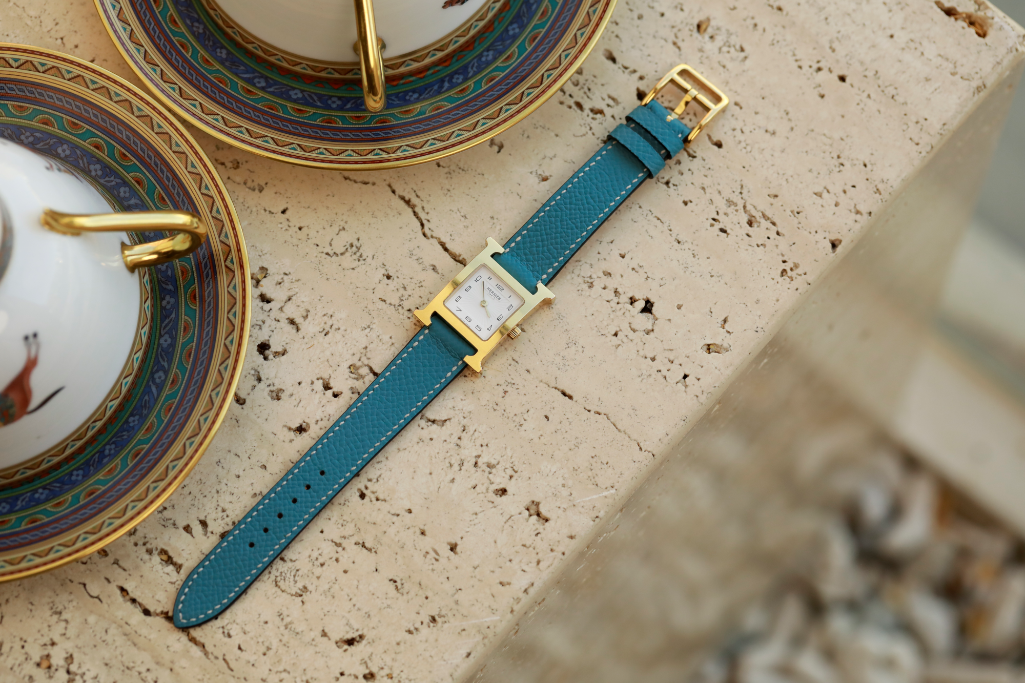 Hermes Watch Strap : Epsom Leather : Blue jeans