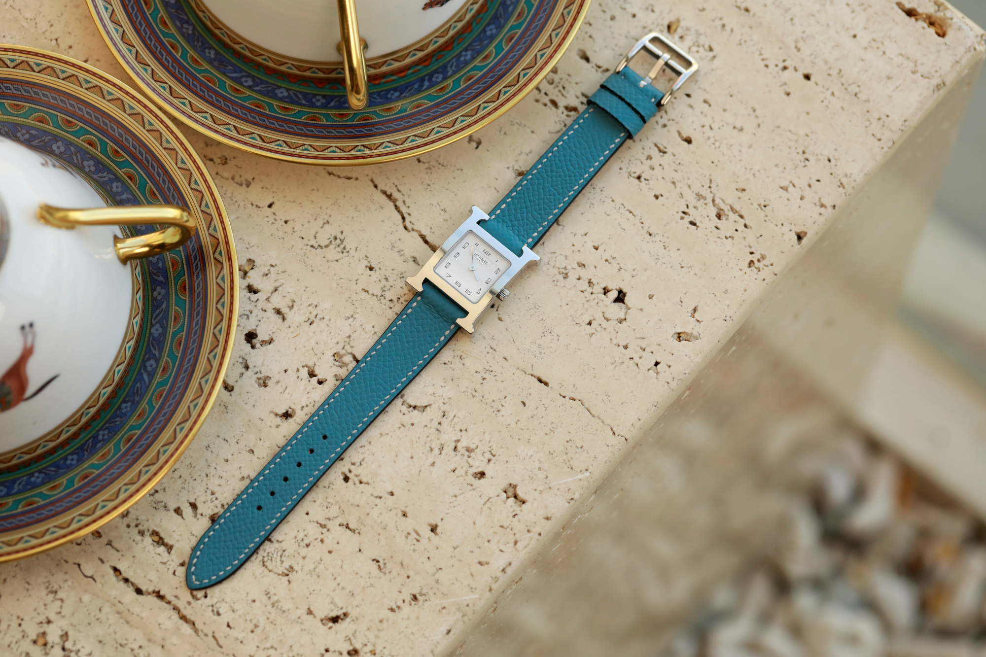 Hermes Watch Strap : Epsom Leather : Blue jeans