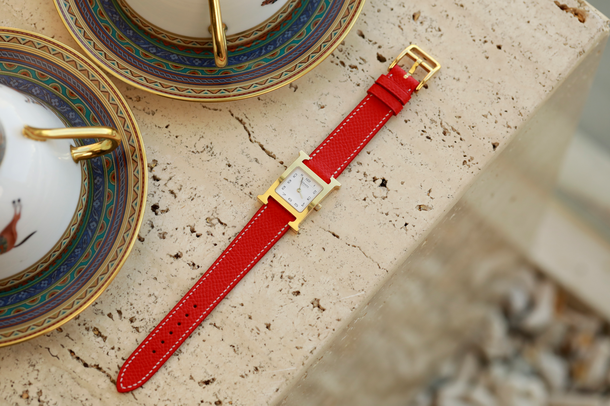 Hermes Watch Strap : Epsom Leather : Red