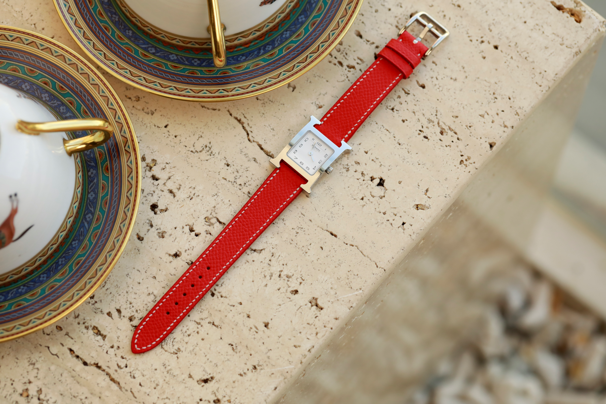 Hermes Watch Strap : Epsom Leather : Red