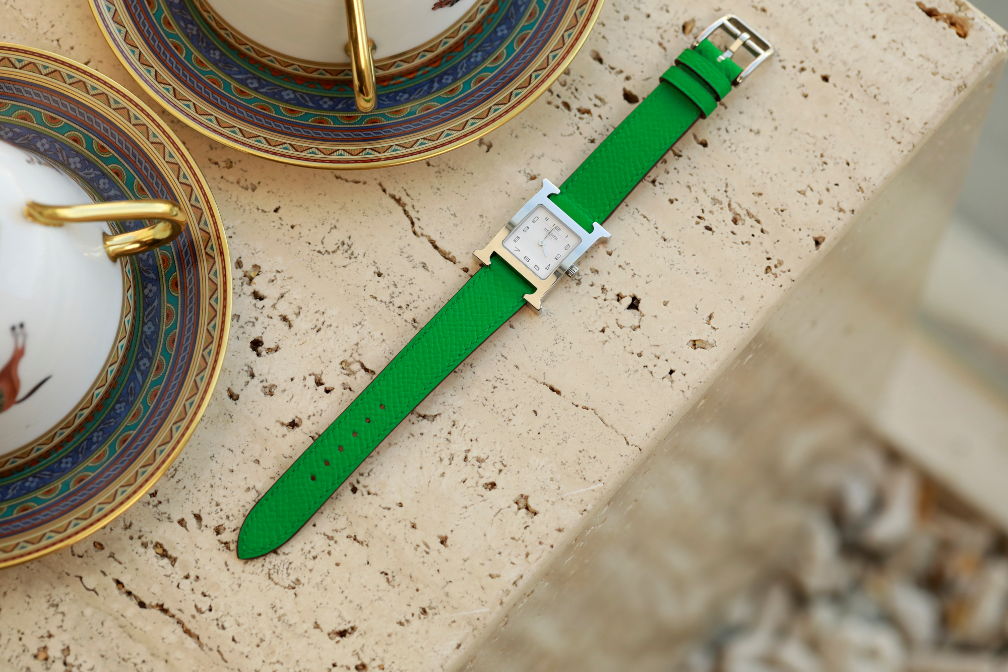 Hermes Watch Strap : Epsom Leather : Bamboo green