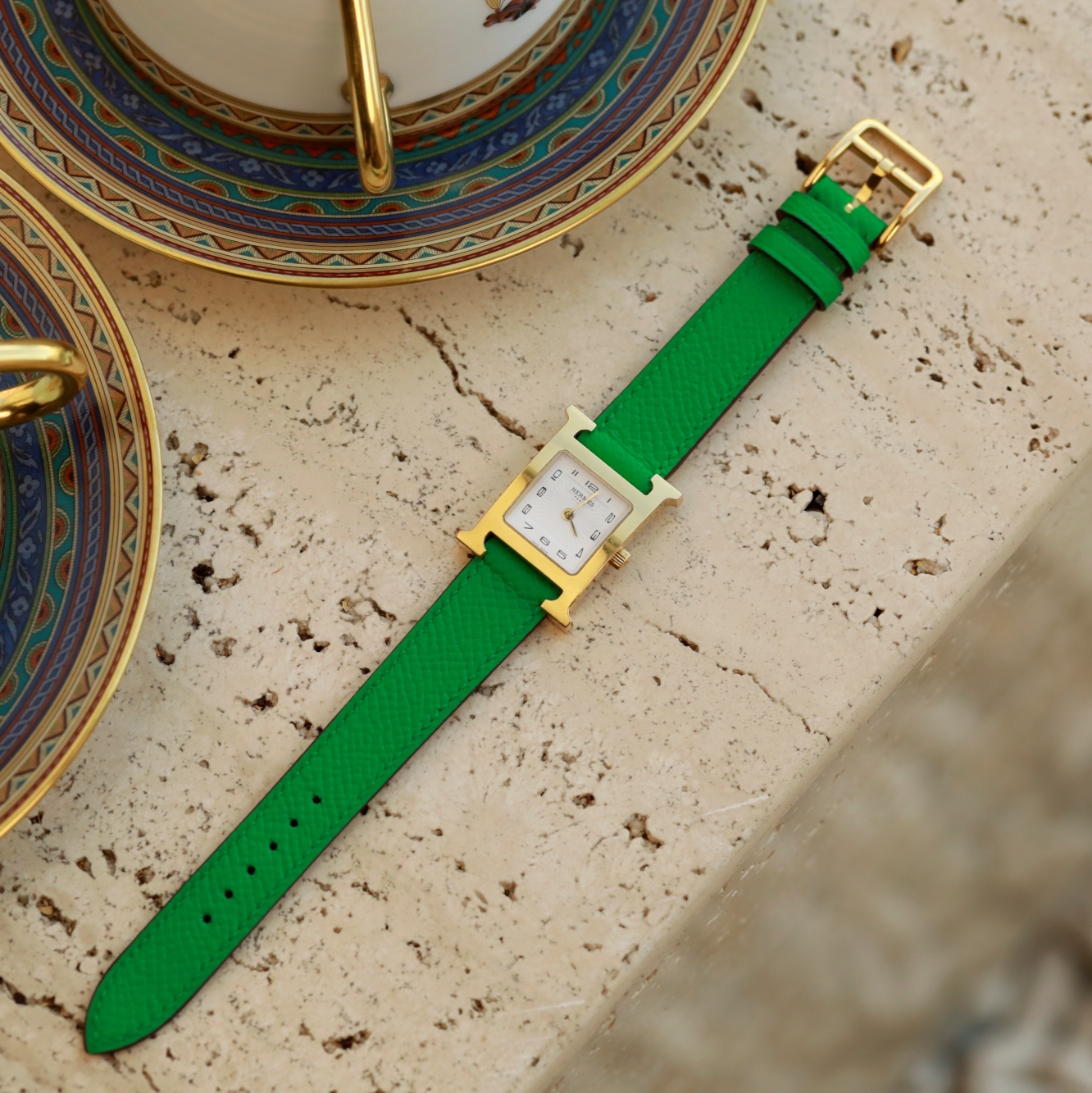 Hermes Watch Strap : Epsom Leather : Bamboo green