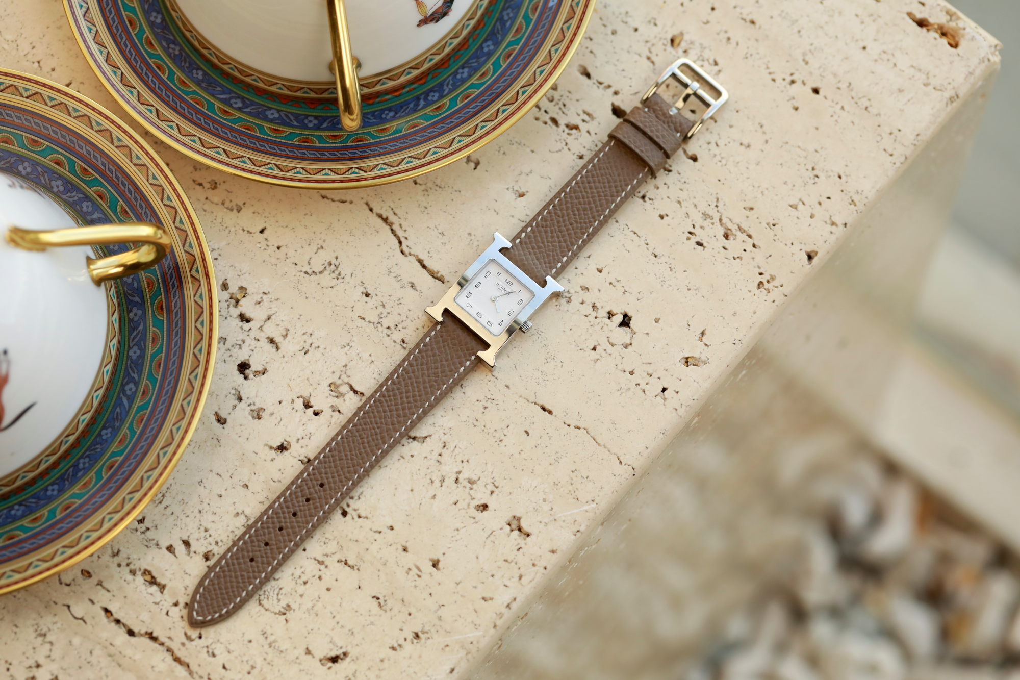 Hermes Watch Strap : Epsom Leather : Etoupe