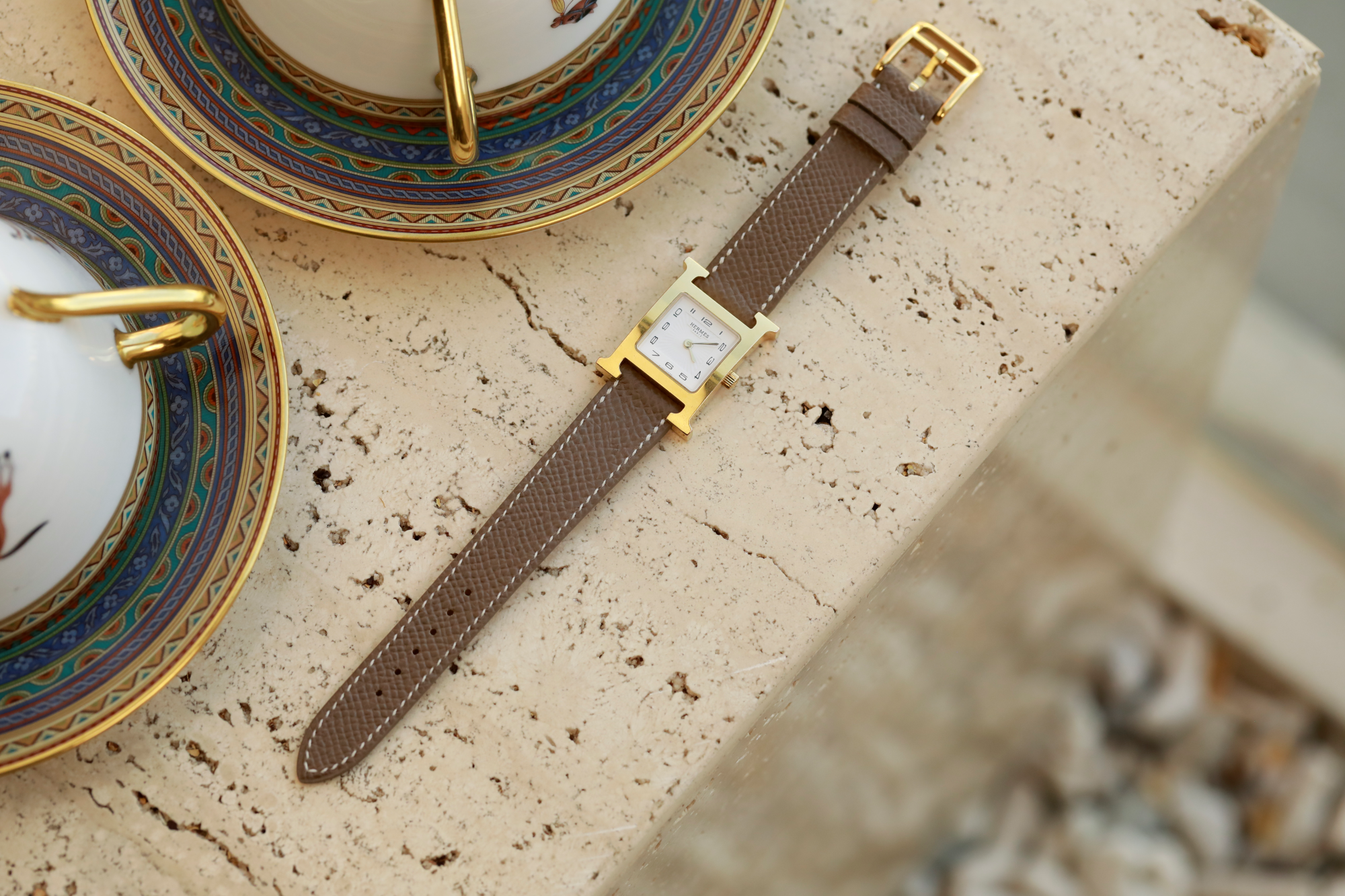 Hermes Watch Strap : Epsom Leather : Etoupe