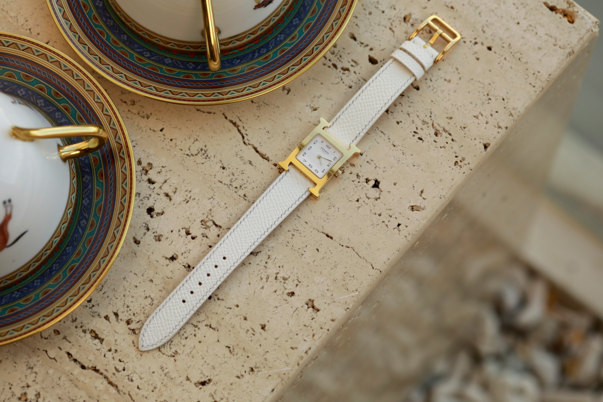 Hermes Watch Strap : Epsom Leather : White