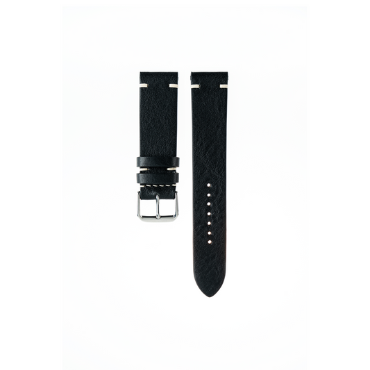 Tudor Watch Strap : Minerva Box Leather : Black : Vintage