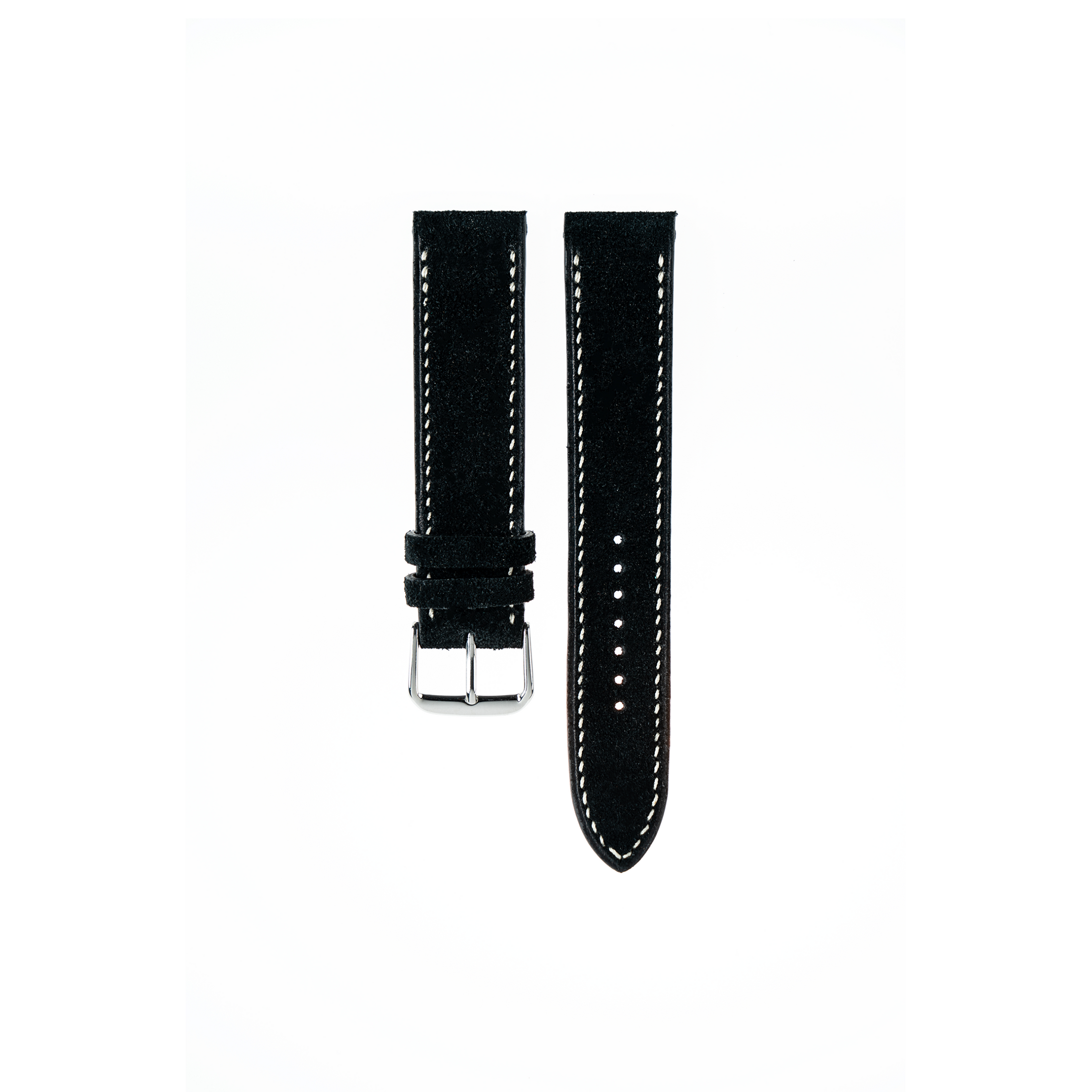 Tudor Watch Strap : Suede Leather : Black : Flat