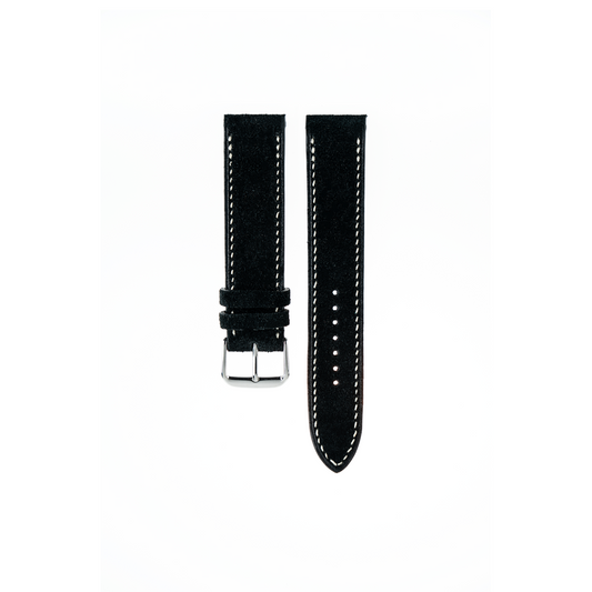 Grand Seiko Watch Strap : Suede Leather : Black : Flat