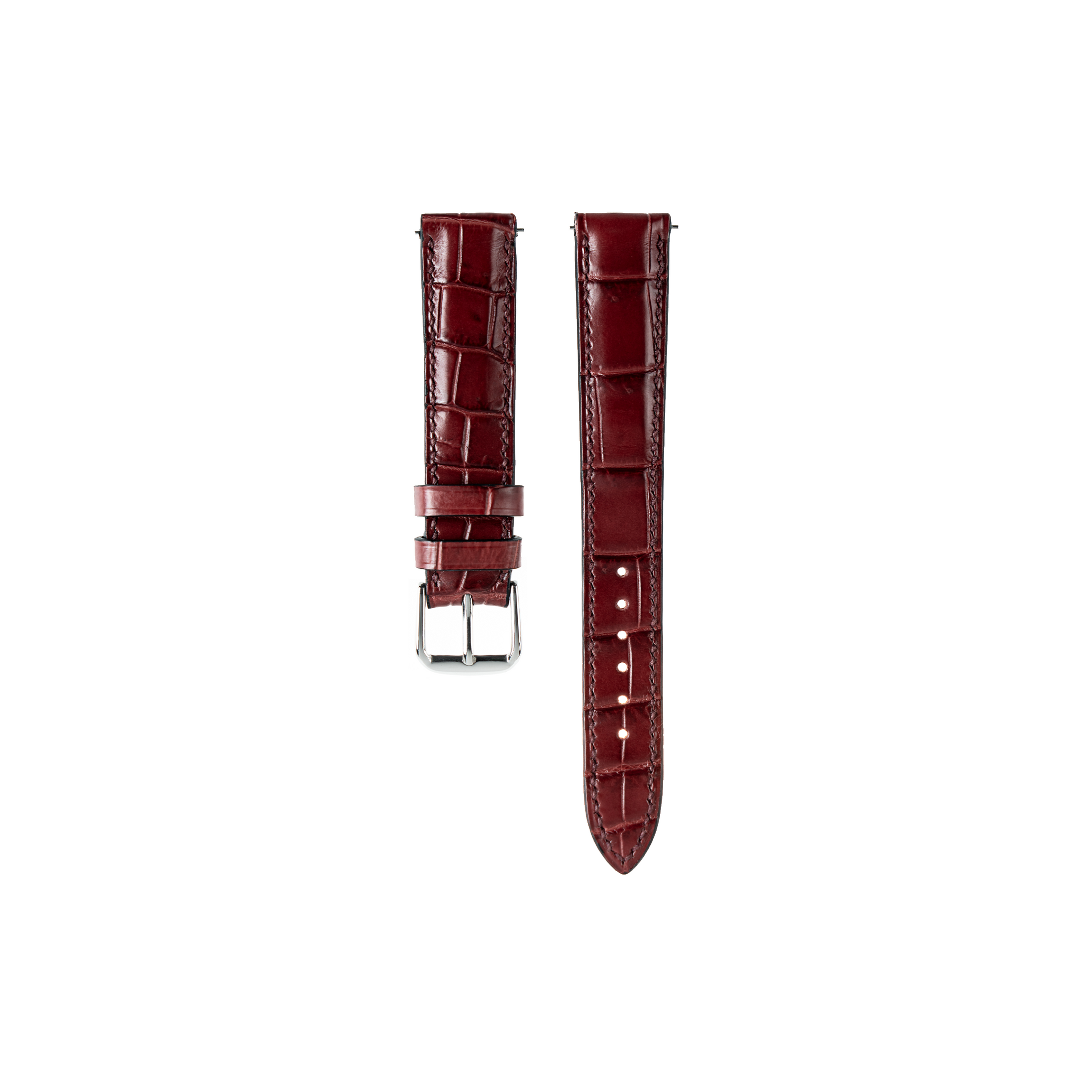 Cartier Tank Must Strap : Crocodile leather : Burgundy : Square Padded