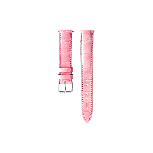 Hermes Watch Strap : Crocodile leather : Pink : Round Padded