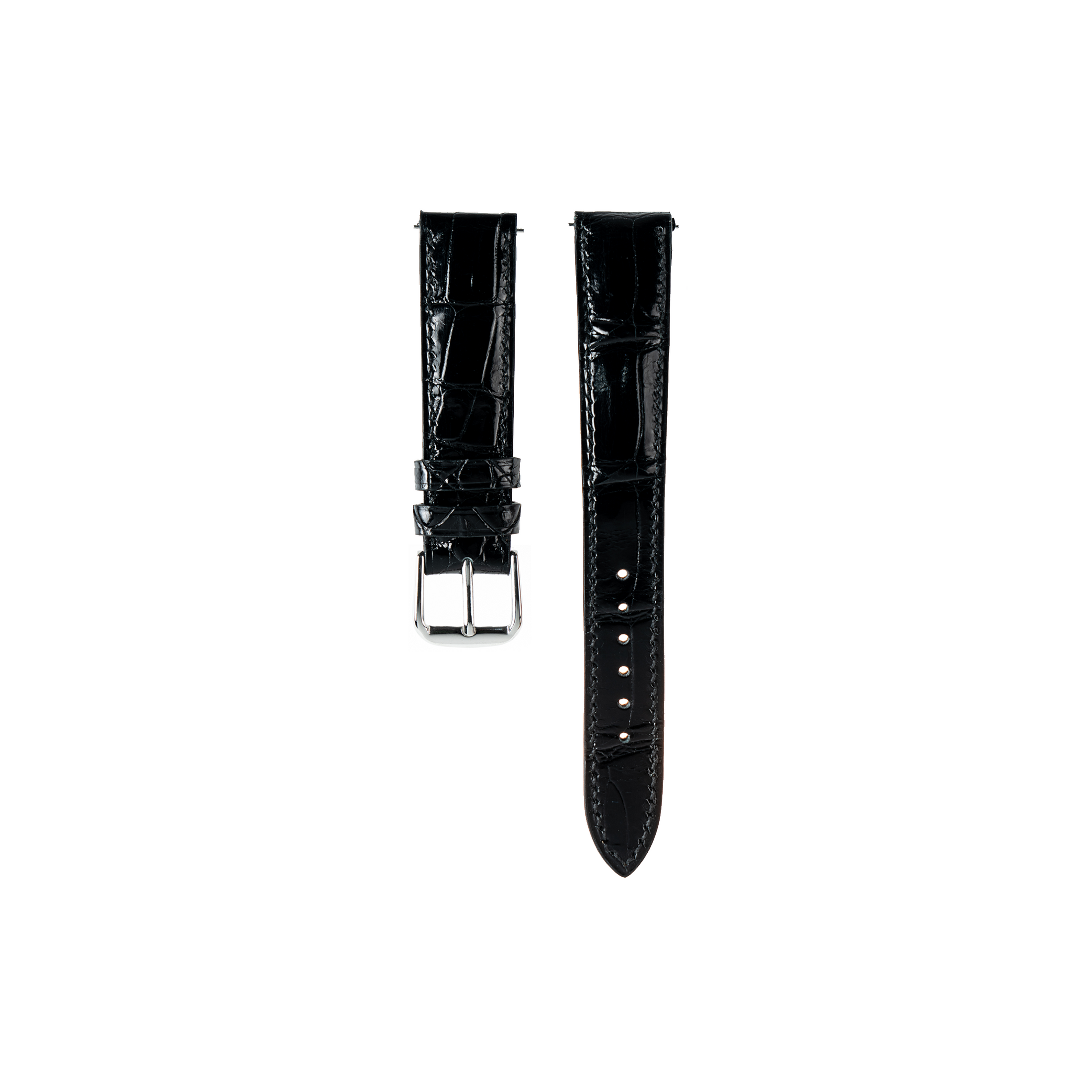 Cartier Tank Solo Strap : Crocodile leather : Glossy Black : Round Padded