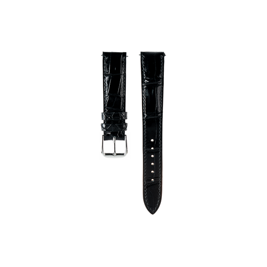 Cartier Tank Solo Strap : Crocodile leather : Glossy Black : Round Padded