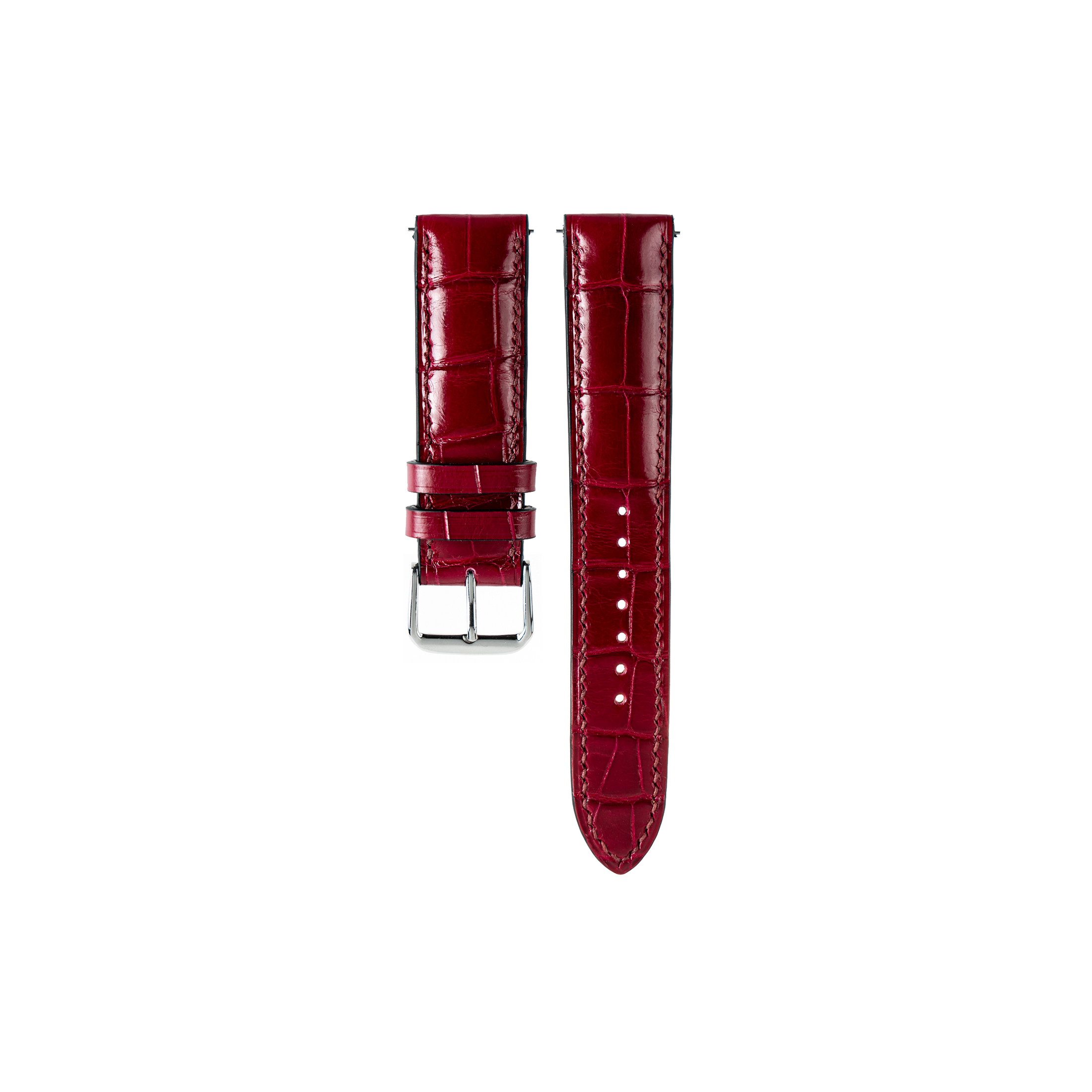 Cartier Tank Solo Strap : Crocodile leather : Glossy Cherry : Round Padded